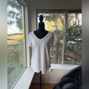 3 White Women's V-Neck Performance T-Shirt, Medium